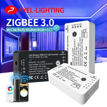 Zigbee3.0 Светодиодная Лента Контроллер Сброса Ключа Pro RGBCCT Диммер Работает с приложением Tuya Smart Life SmartThings Voice RF Remote Switch