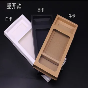 20шт Черный белый ящик из Крафт-бумаги коробка с окном из пвх чехол для телефона упаковочные коробки коричневый ящик для подарочной упаковки бумажный ящик оконная коробка