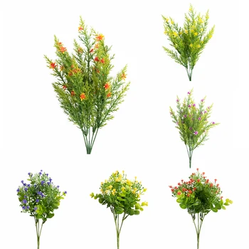 Наружные и внутренние искусственные цветы, устойчивые к ультрафиолетовому излучению, не выцветают, пластиковые кустарники Babysbreath, растения для украшения садовых окон