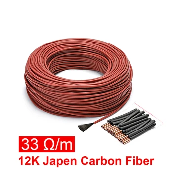 Низкая стоимость 10-100 м 12 К кабель для подогрева пола 33 Ом/М нагревательный провод из углеродного волокна катушка нагревательного провода новый горячий провод для подогрева пола