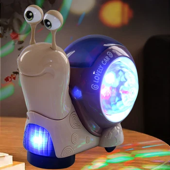 Мультяшная улитка, вращающиеся на 360 градусов игрушки, работающие на батарейках, пластиковые электрические проекционные игрушки для ходьбы, электронные развивающие игрушки для малышей