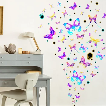 Красочные наклейки на стену с бабочками для детей Фон гостиной спальни Украшение дома Наклейка для детской комнаты